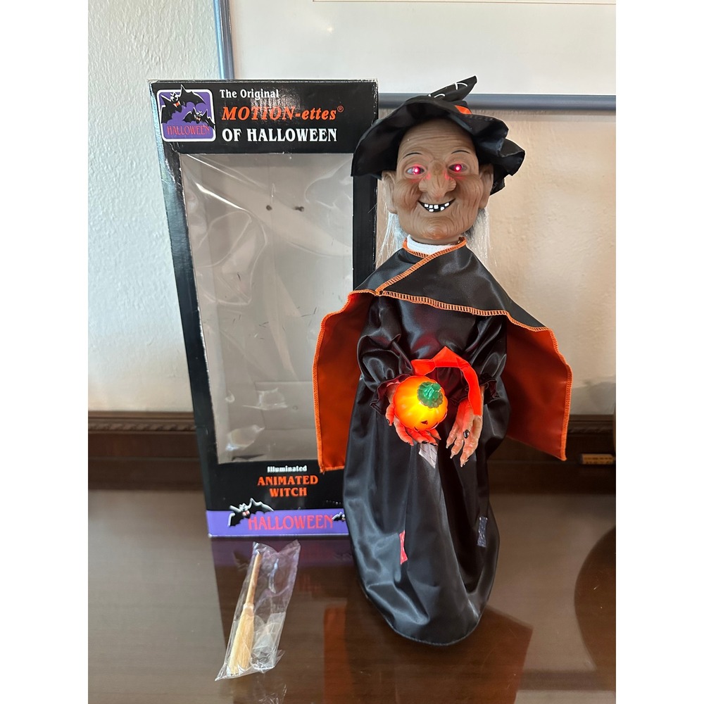 Vintage Telco Motion-ettes Halloween Animated Witch Illuminated Figure with Box